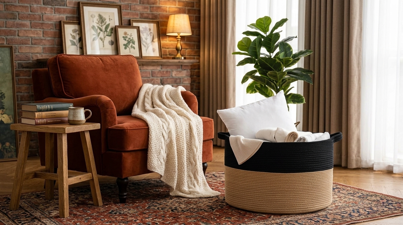 MEGASKET cotton rope storage basket for a cluttered living room
